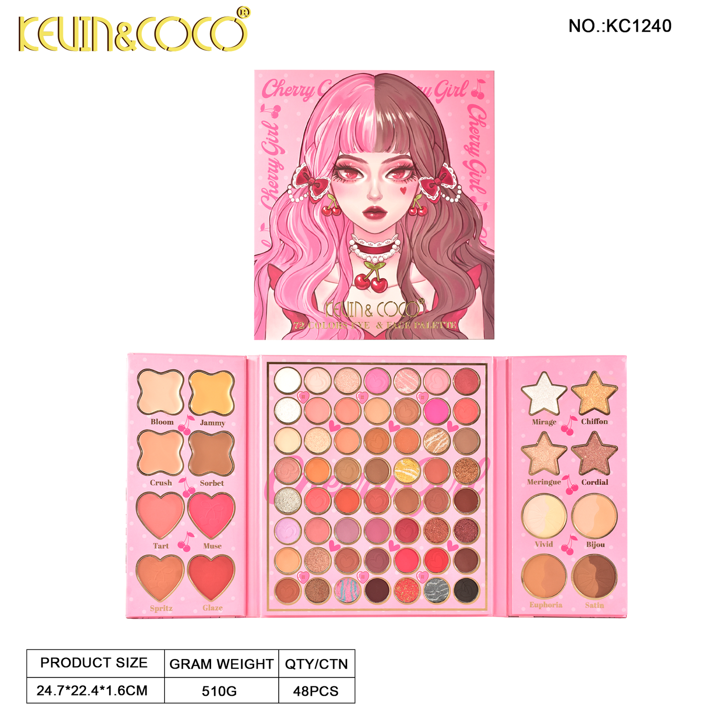 PALETA CHERRY GIRL 72 COLORES REF:KC1240