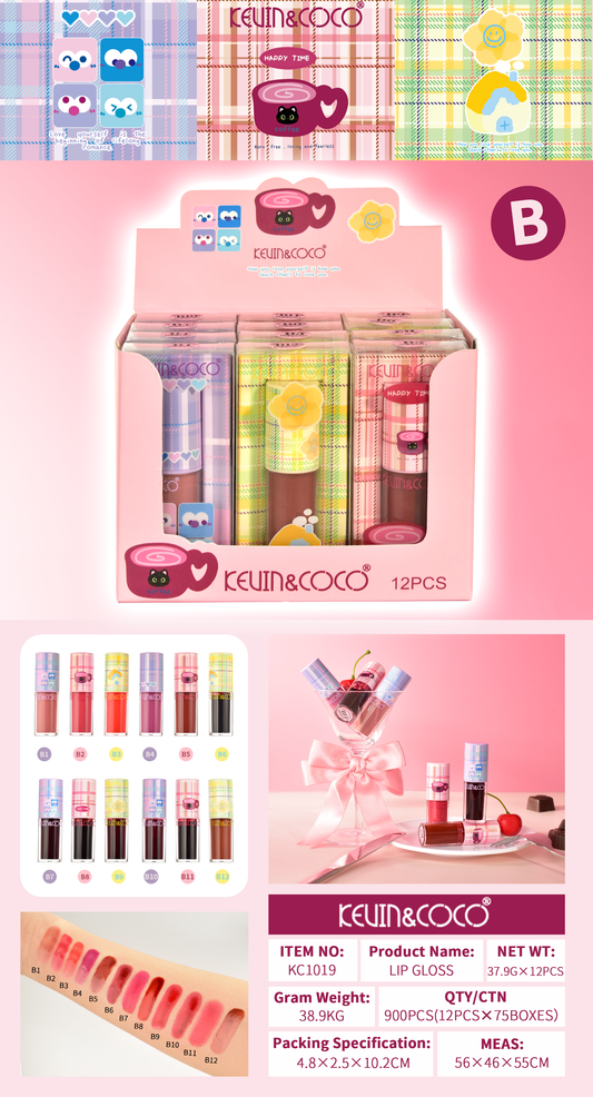 Brillo Labial Diseño de Cuadros Kawaii KEVIN&COCO REF:KC1019