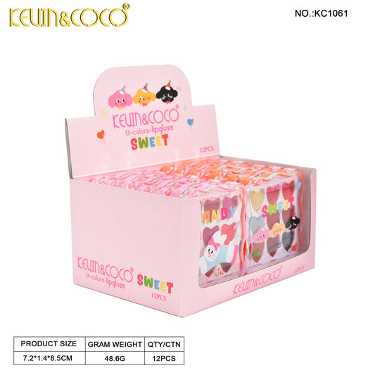 Paleta de lip gloss Corazones 9 Colores – Kevin&Coco REF:KC1061