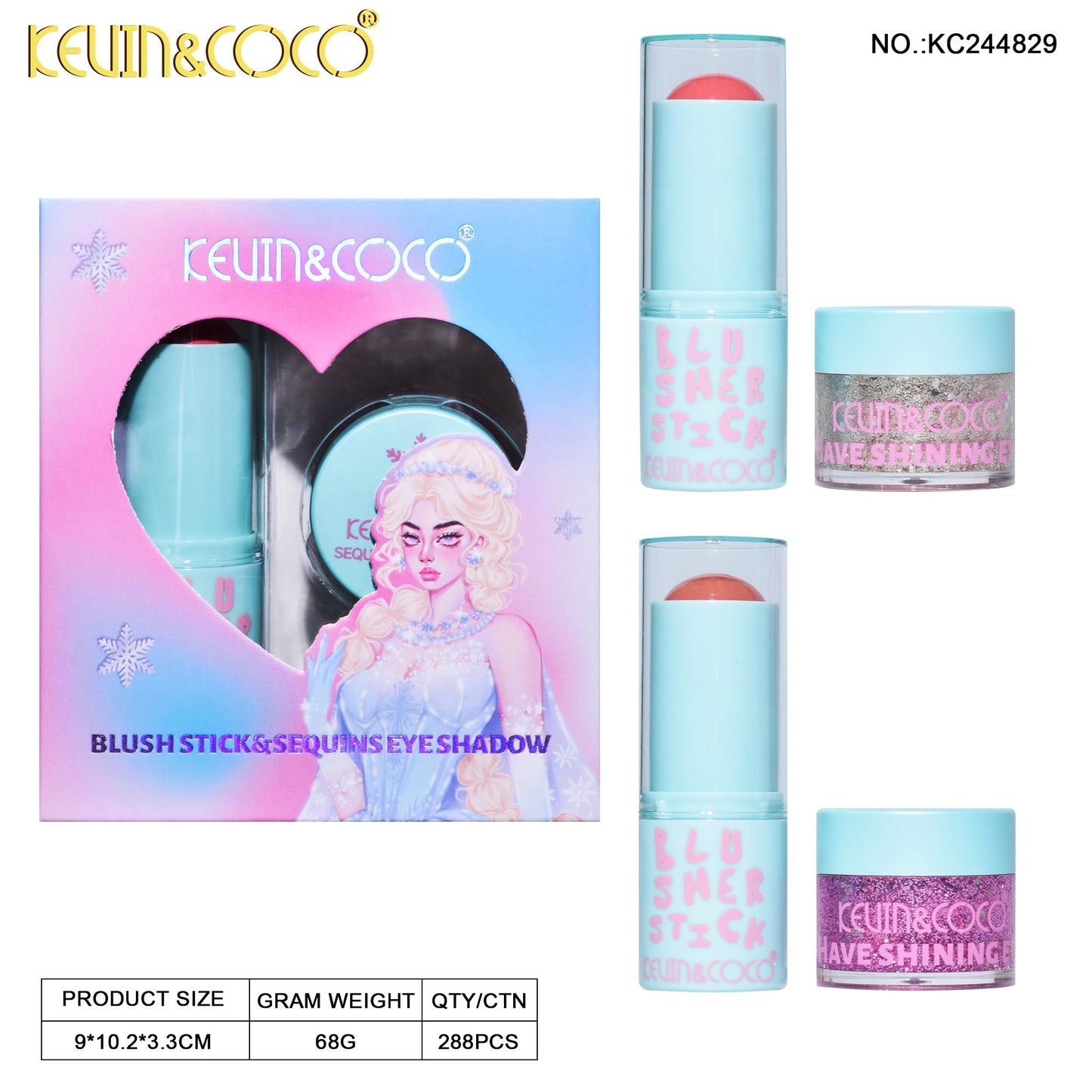 KIT DE MAQUILLAJE RUBOR BARRA + ILUMINADOR REF: KC244829