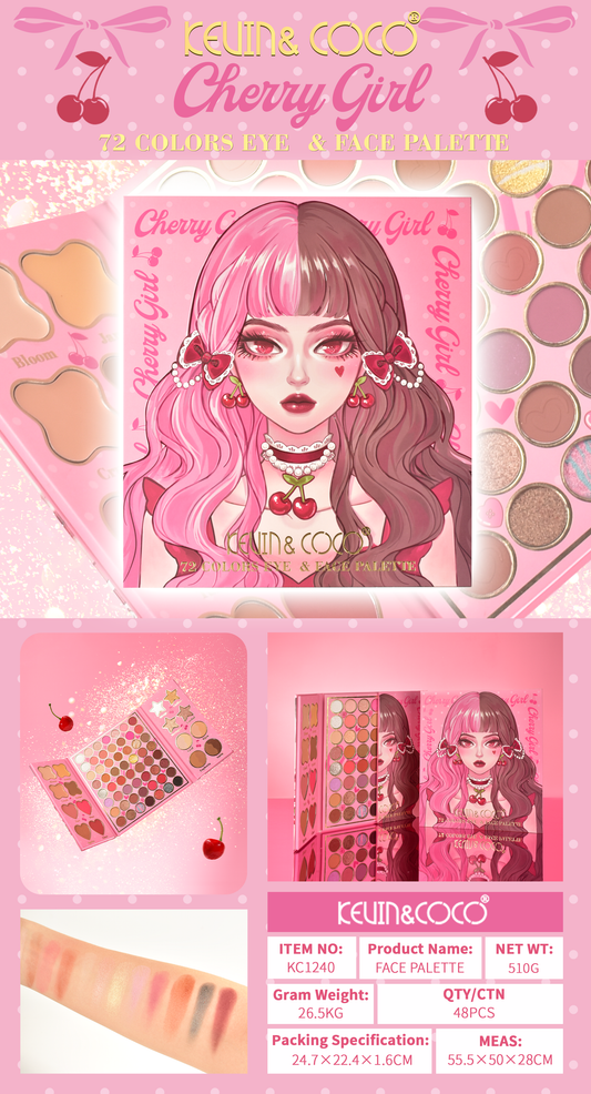 PALETA CHERRY GIRL 72 COLORES  REF:KC1240