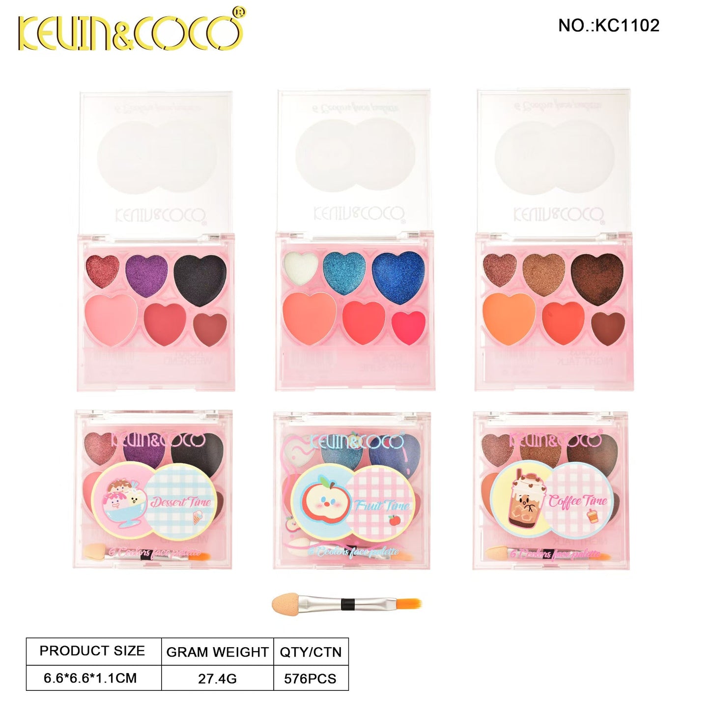 Paleta de Sombras Corazón Kawaii KEVIN&COCO REF:KC1102