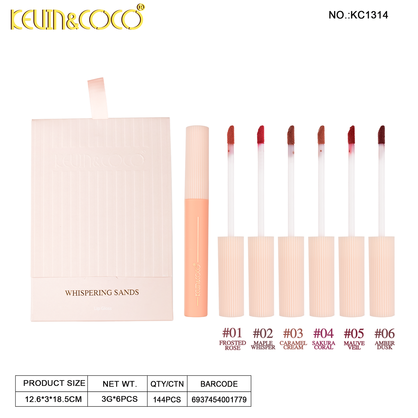 Set de Brillos Labiales Whispering Sands x 6 Tonos REF:KC1314