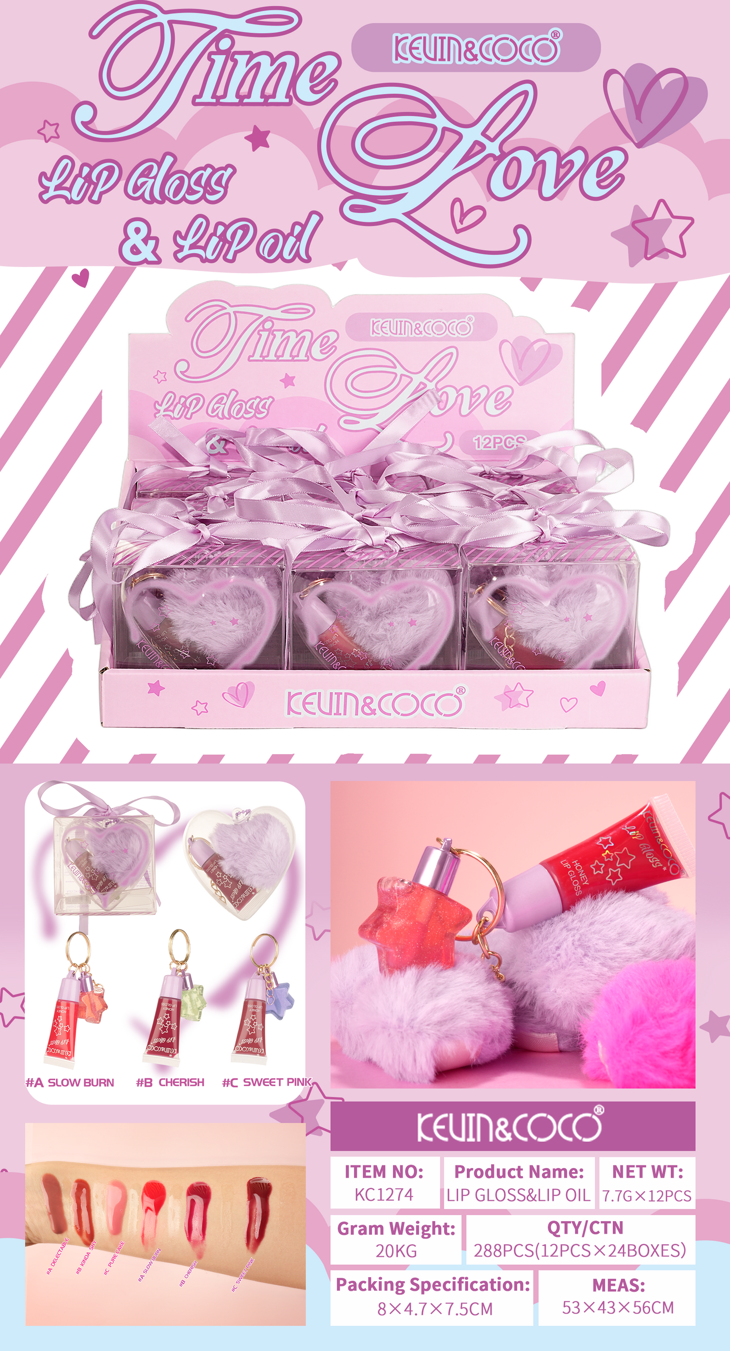 Lip Gloss con Llavero Corazón KEVIN&COCO REF:KC1274