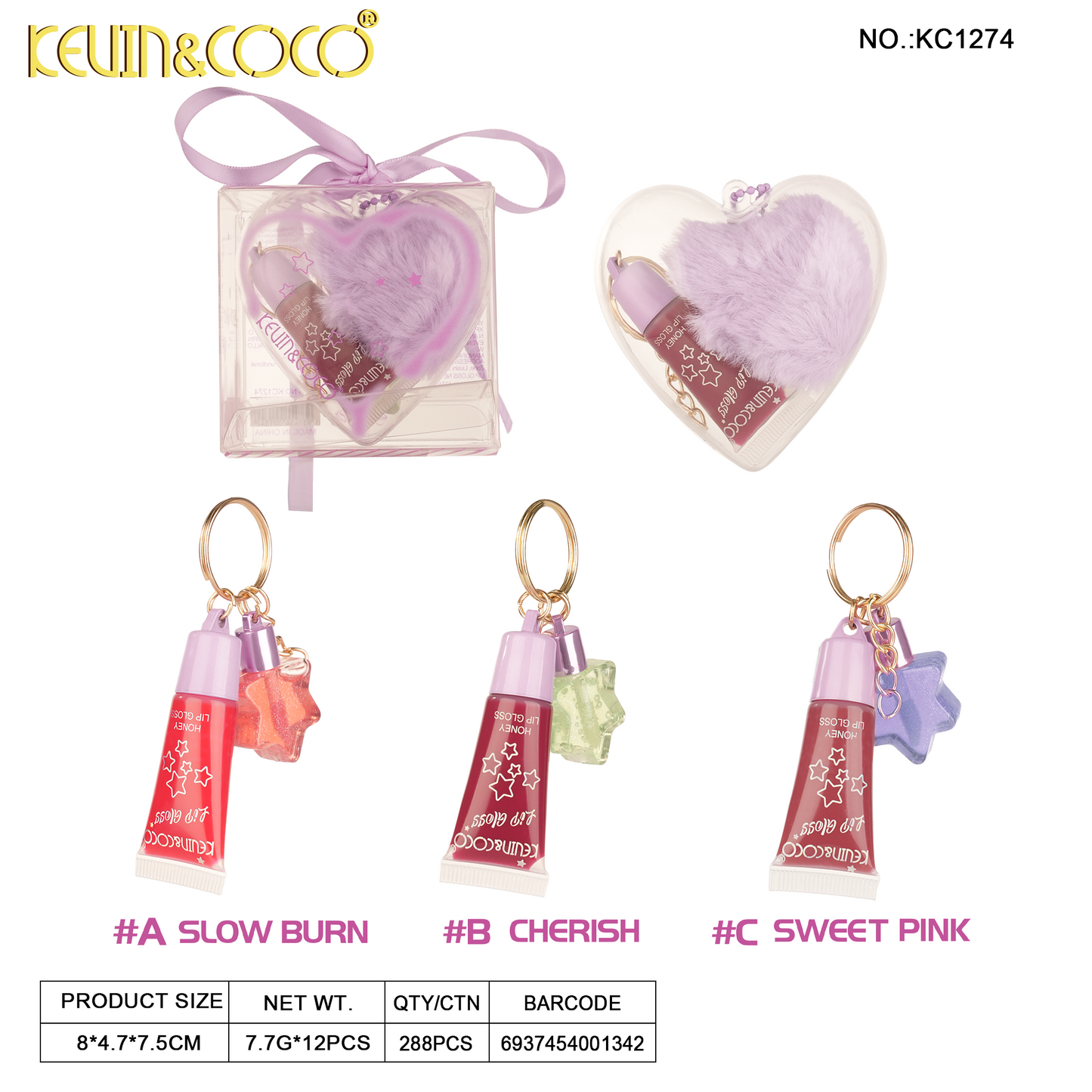 Lip Gloss con Llavero Corazón KEVIN&COCO REF:KC1274