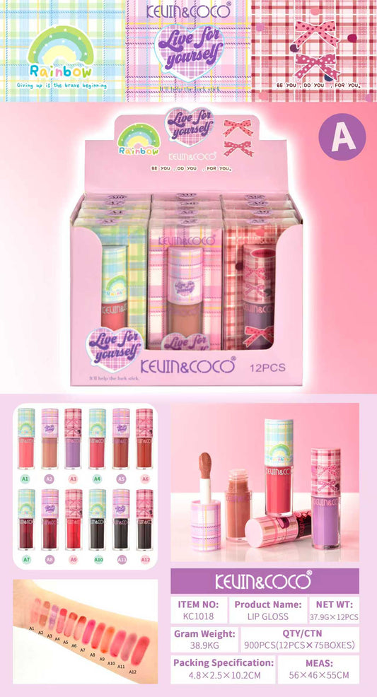 Brillo Labial Diseño de Cuadros Kawaii KEVIN&COCO REF:KC1018