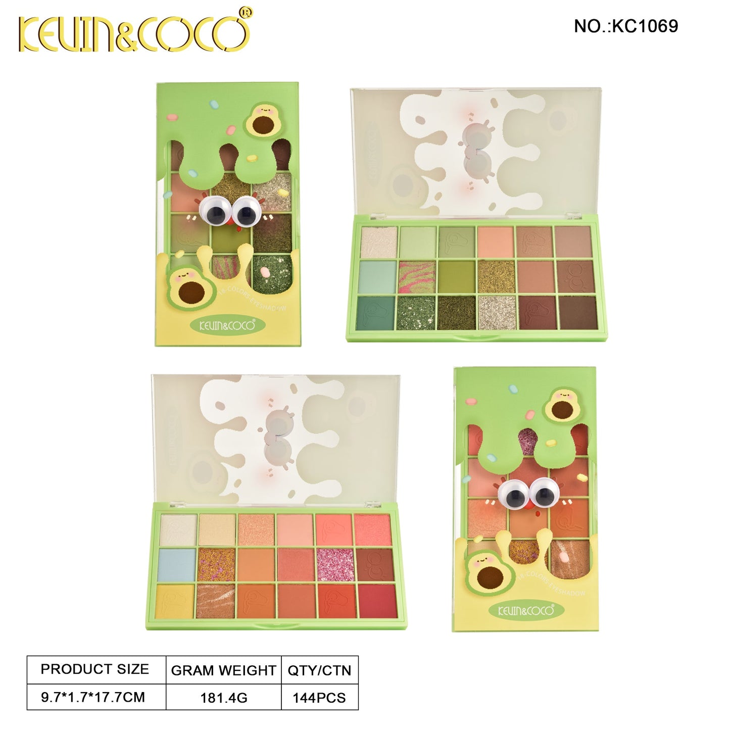Paleta de Sombras Multicolor con Glitter – Kevin&Coco REF:KC1069