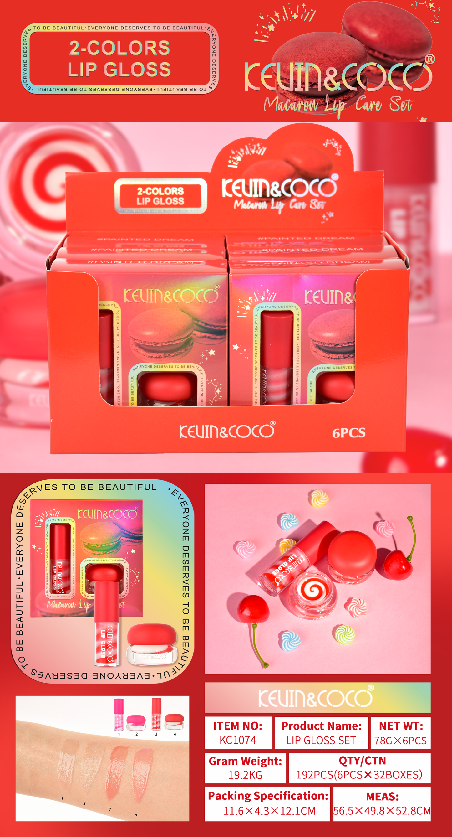 Set Cuidado de Labios Macaron KEVIN&COCO REF:KC1074