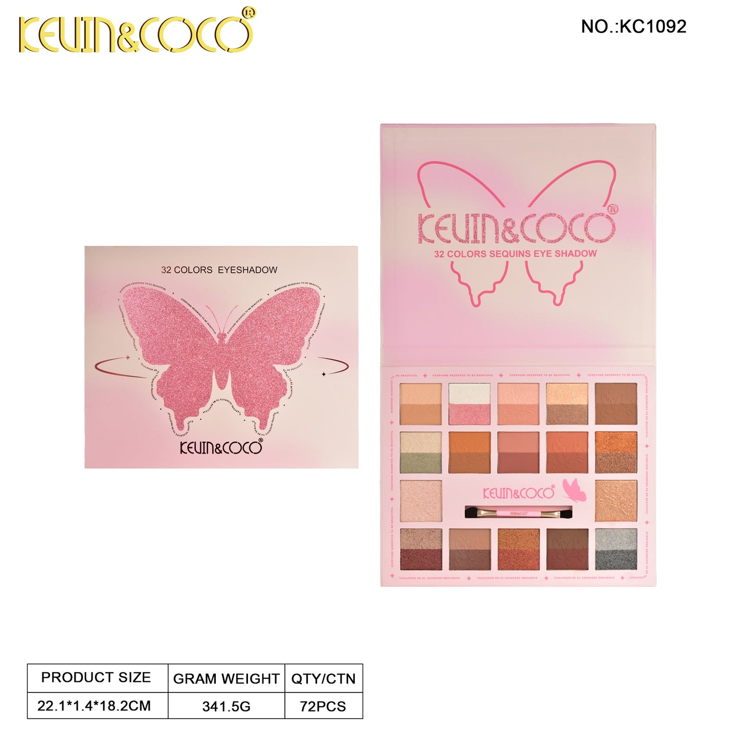 Paleta de Sombras 32 Tonos Mariposa – Kevin&Coco REF:KC1092