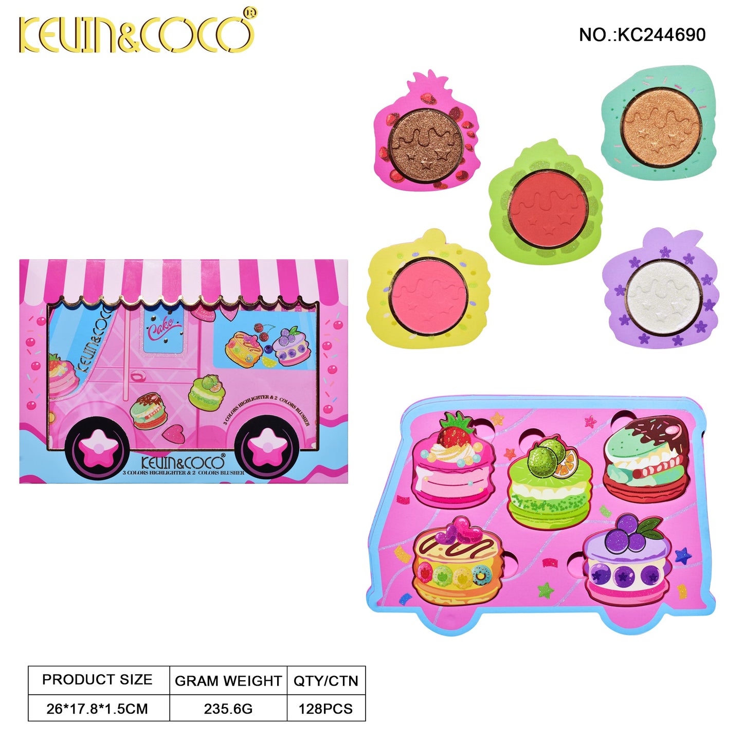 Set de Maquillaje Pastel y Rubor – Kevin & Coco REF:KC244690
