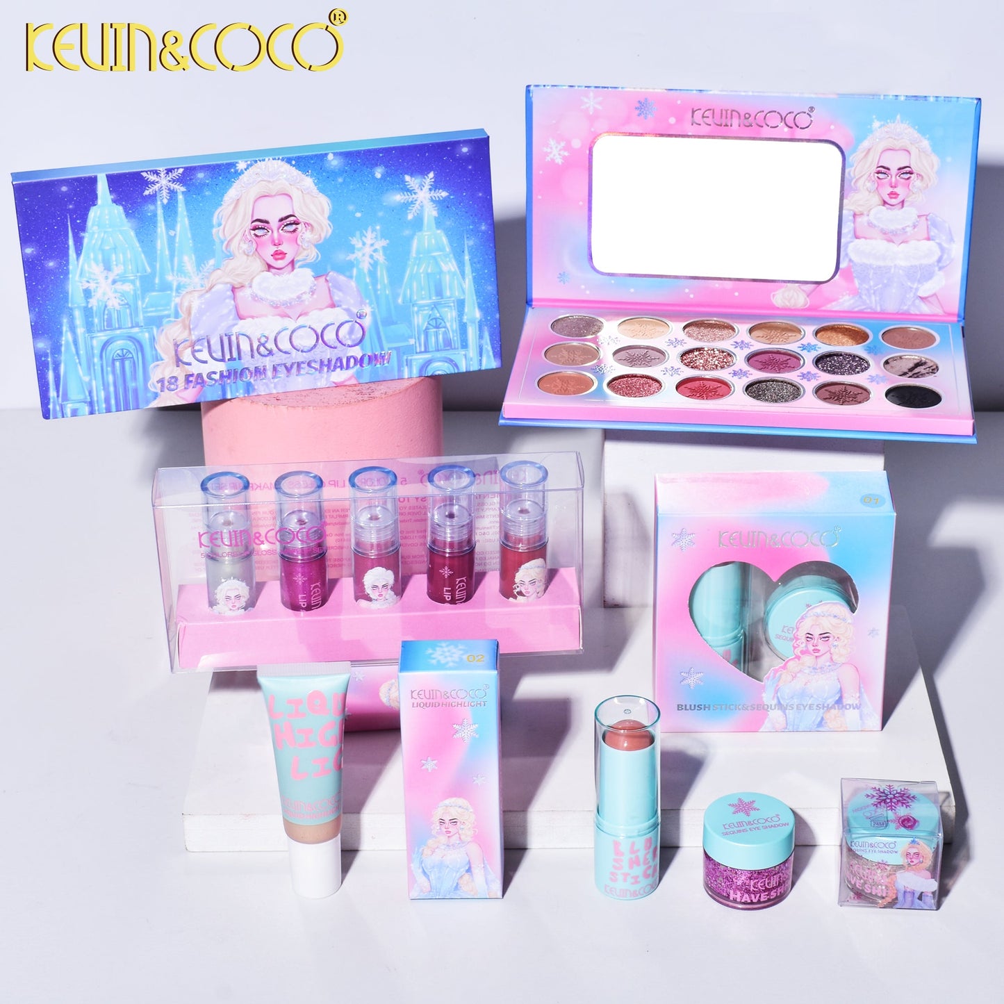 KIT DE MAQUILLAJE  LABIAL LIQUIDO + RUBOR BARRA + ILUMINADOR REF: KC244812