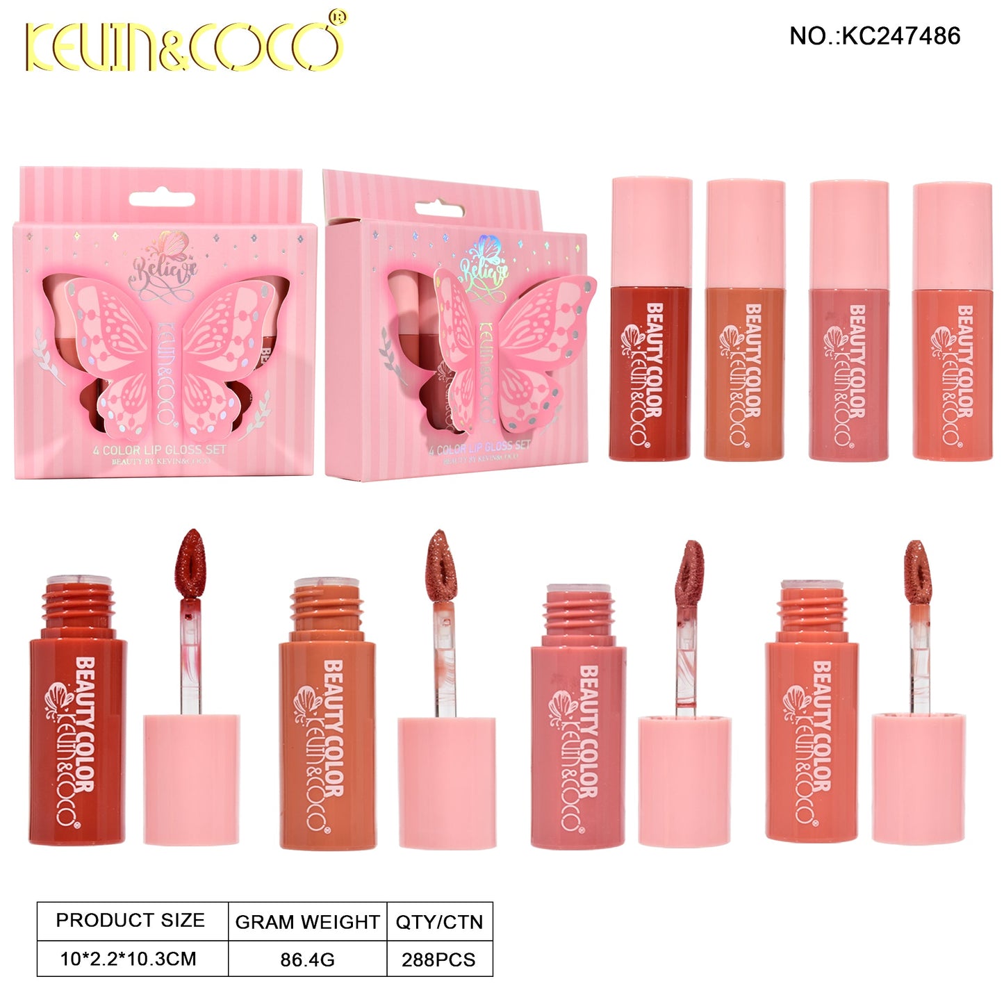KIT*4  DE LABIAL LIQUIDO MARIPOSA REF:KC247486