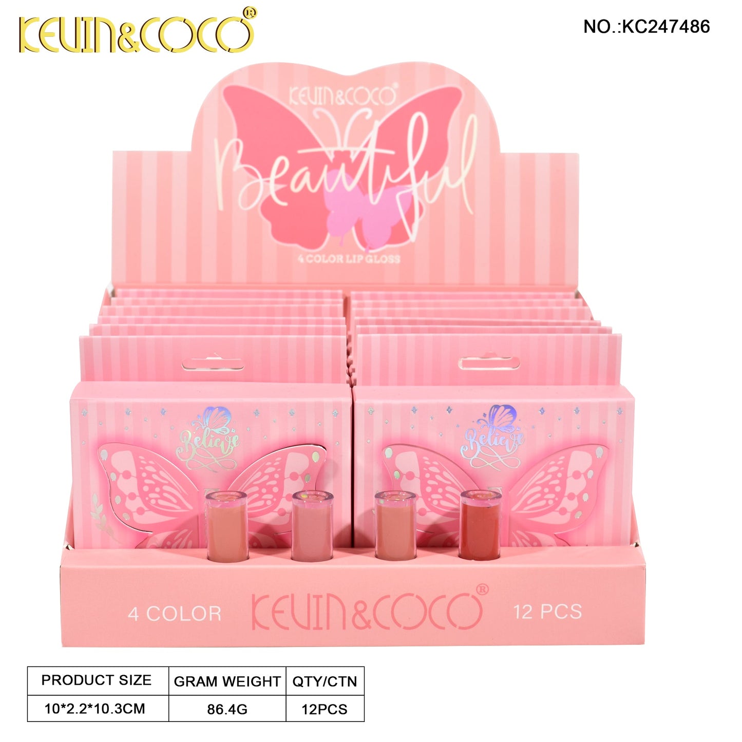 KIT*4  DE LABIAL LIQUIDO MARIPOSA REF:KC247486