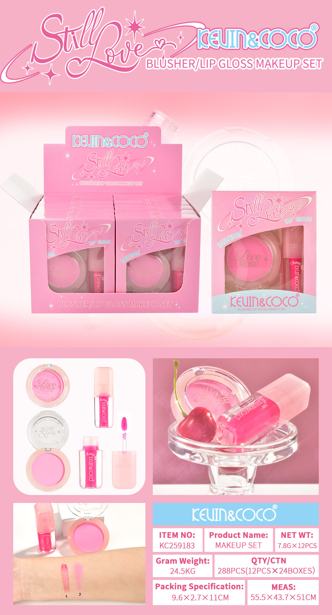 Set Brillo Labial + Rubor Sweet Love – Kevin & Coco REF:KC259183